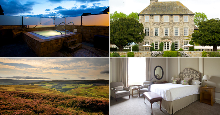 Headlam Hall spa, hotel and bedroom in the durham dales.